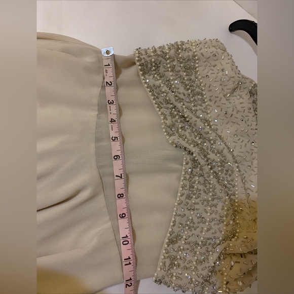 ASOS Embellished Crop Top Beaded Mini‎ Dress Women’s Ivory Beige Size US 4 - Picture 11 of 14